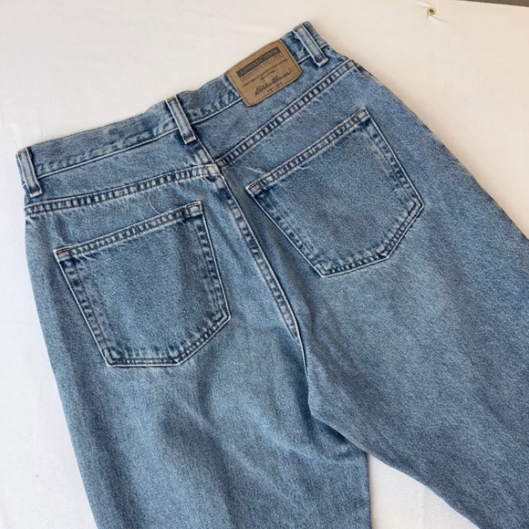 Eddie Bauer High Rise Mom Jeans Medium Wash Denim Tapered Leg Womens 10 Petite - Picture 12 of 14